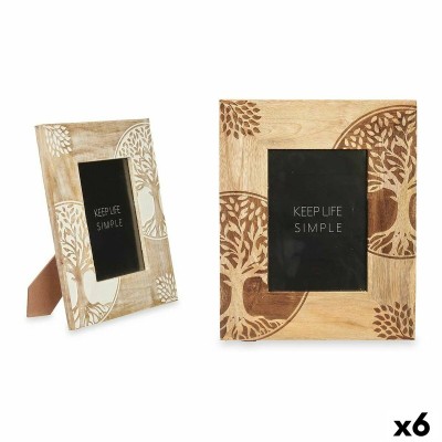 Photo frame Gift Decor White Brown Mango wood Tree of Life (6 Units)