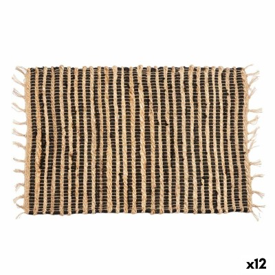 Tapis Gift Decor Noir Naturel Rayures 60 x 1 x 90 cm (12 Unités)
