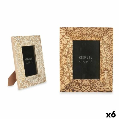 Cadre photo Gift Decor Blanc Marron Bois de manguier Buda (6 Unités)