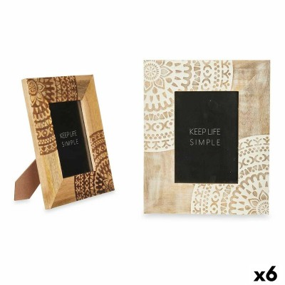 Photo frame Gift Decor White Brown Mango wood Mandala 22,3 x 28 x 1,5 cm (6 Units)
