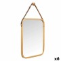 Hanging mirror Gift Decor Natural Rectangular 34 x 41,5 x 1,5 cm (6 Units)