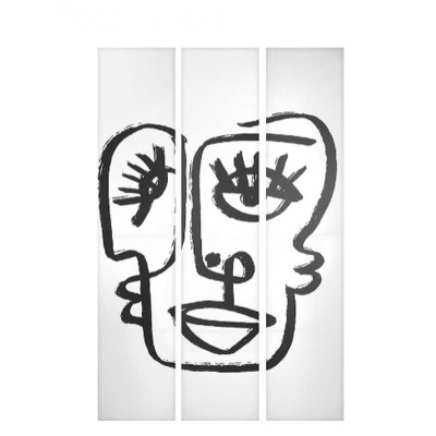 Folding screen Gift Decor White Black Canvas 122 x 2,5 x 180 cm 40 x 180 x 7 cm Face
