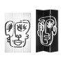 Folding screen Gift Decor White Black Canvas 122 x 2,5 x 180 cm 40 x 180 x 7 cm Face