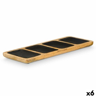 Tray with Compartments Gift Decor Black 46 x 3 x 17 cm (6 Units)