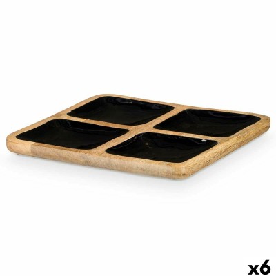 Tray with Compartments Gift Decor Black 31 x 3 x 31 cm (6 Units)