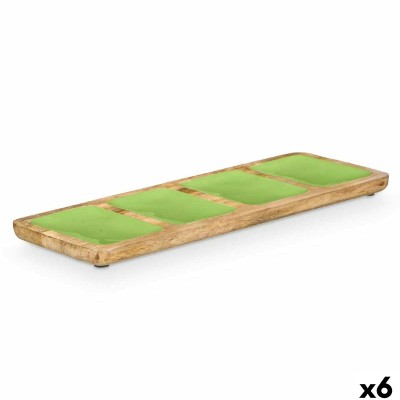 Tray with Compartments Gift Decor Green 46 x 3 x 17 cm (6 Units)
