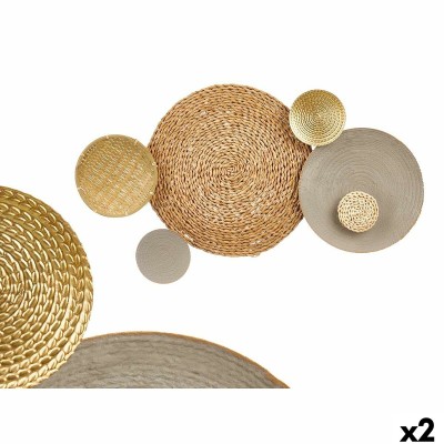 Wall Decoration Gift Decor Brown Grey Metal 88,9 x 7 x 50 cm (2 Units)