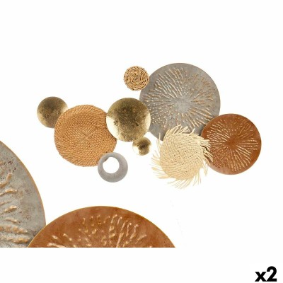 Décoration murale Gift Decor Marron Gris Métal Papier Fibre naturelle 90,2 x 5,7 x 47 cm (2 Unités)