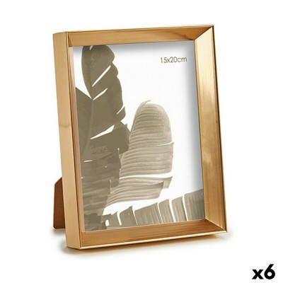 Photo frame Gift Decor Golden Glass Plastic (6 Units)