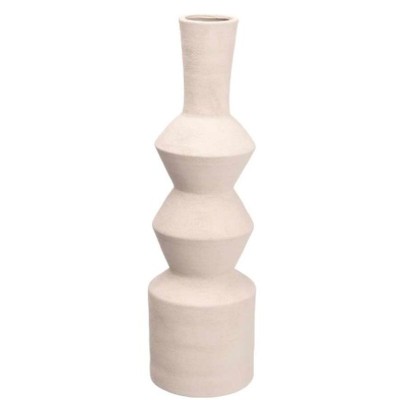 Vase Gift Decor White Ceramic Geometric 15 x 60 x 15 cm