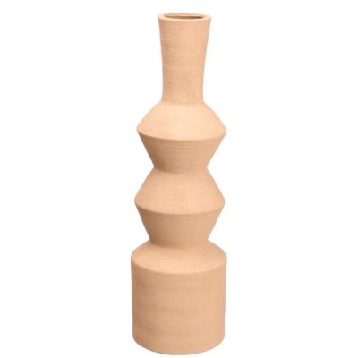 Vase Gift Decor Brown Ceramic Geometric 15 x 60 x 15 cm