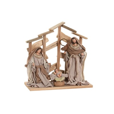 Christmas nativity set Home ESPRIT Brown Beige MDF Wood 30 x 15 x 30 cm
