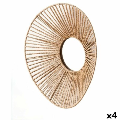 Wall mirror Gift Decor Natural Oval 43 x 13,5 x 38 cm (4 Units)