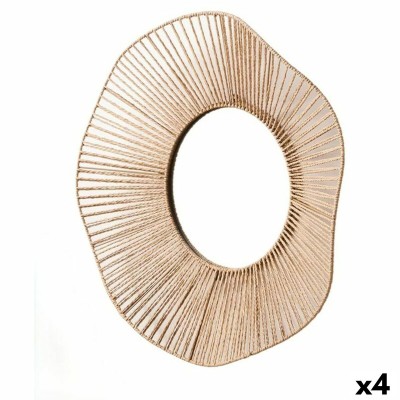 Miroir mural Gift Decor Naturel Ondes 59 x 11 x 59 cm (4 Unités)