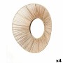 Wall mirror Gift Decor Natural Oval 62 x 15 x 57 cm (4 Units)