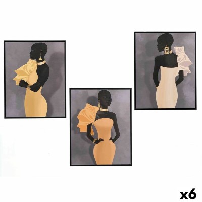 Toile Gift Decor Jaune Noir Gris 40 x 3 x 50 cm (6 Unités)