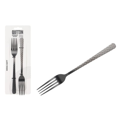 Fork Set Quttin MOMA Black 20,5 x 2,4 cm 2 Pieces (12 Units)