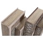 Boîte Décorative Home ESPRIT Beige Bordeaux Bois MDF (2 Unités)