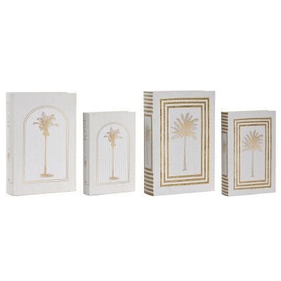 Decorative box Home ESPRIT White Golden MDF Wood (2 Units)