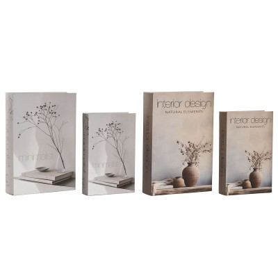 Boîte Décorative Home ESPRIT Gris Bois MDF (2 Unités)