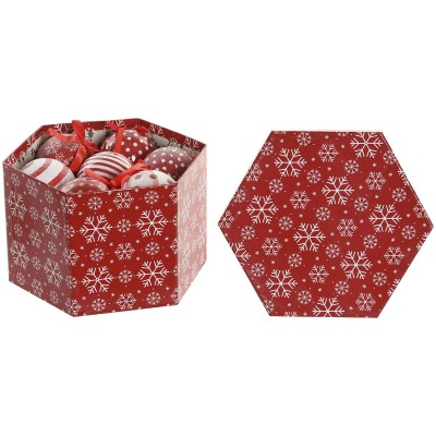 Christmas Baubles Home ESPRIT White Red PVC (14 Pieces)