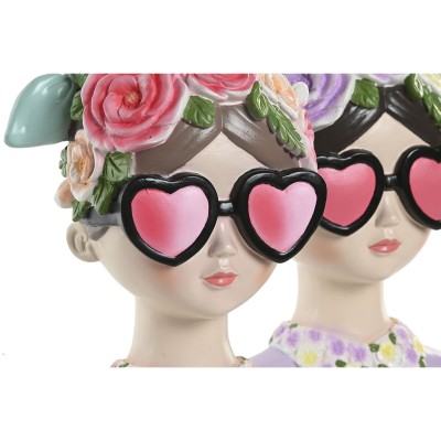 Decorative Figure Home ESPRIT Blue Pink Lady 14,5 X 10,5 X 20 CM (2 Units)