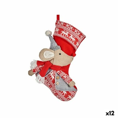 Christmas bauble Krist+ FG03-RG1119A Grey Polyester Mouse Christmas Stocking 31 x 5 x 48 cm (12 Units)