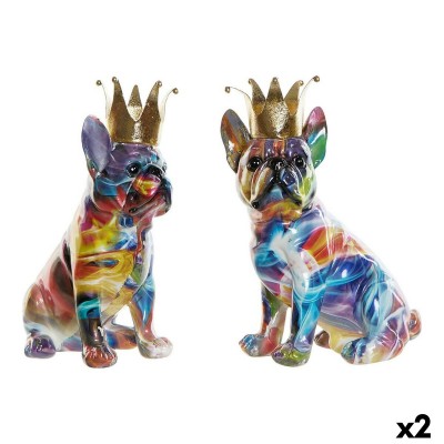 Figurine Décorative DKD Home Decor 18,5 x 11,5 x 23,5 cm Multicouleur Chien (2 Unités)