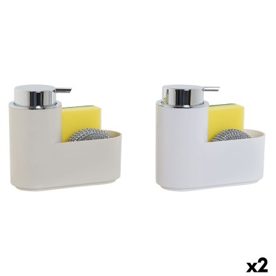 Soap Dispenser Home ESPRIT White Beige polystyrene ABS 17 x 7,5 x 15 cm (2 Units)