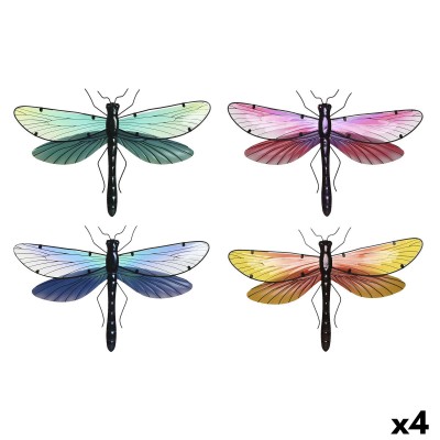 Wall Decoration Home ESPRIT Yellow Blue Green Lilac Shabby Chic Dragonfly 46 x 1 x 31 cm (4 Units)