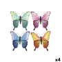 Wall Decoration Home ESPRIT Yellow Blue Green Lilac Butterfly Shabby Chic 30 x 1,5 x 30 cm (4 Units)