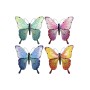 Wall Decoration Home ESPRIT Yellow Blue Green Lilac Butterfly Shabby Chic 30 x 1,5 x 30 cm (4 Units)