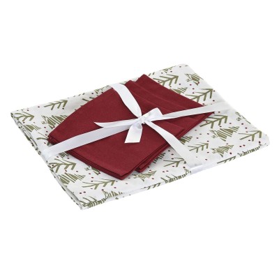 Stain-proof resined tablecloth Home ESPRIT White Green Beige (5 Pieces)