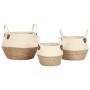 Decorative box Home ESPRIT Cream Natural Natural Fibre (3 Pieces)