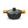 Casserole with glass lid BRA A270332 Black Ø 32 cm