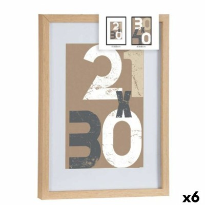 Photo frame Gift Decor Natural Glass MDF Wood 30 x 40 cm (6 Units)