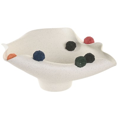 Centerpiece Home ESPRIT White Multicolour Pompoms Urban 47 X 38 X 20 CM