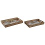Snack tray Home ESPRIT Green Orange Tropical Stripped 43,5 x 27 x 5,5 cm (2 Units)