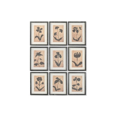 Painting Home ESPRIT Brown Black Urban Botanical plants 30 x 2 x 40 cm (9Units)
