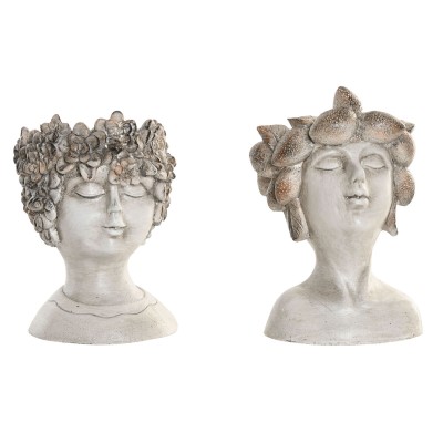 Planter Home ESPRIT Grey Resin Face Shabby Chic 18 x 15 x 23 cm (2 Units)