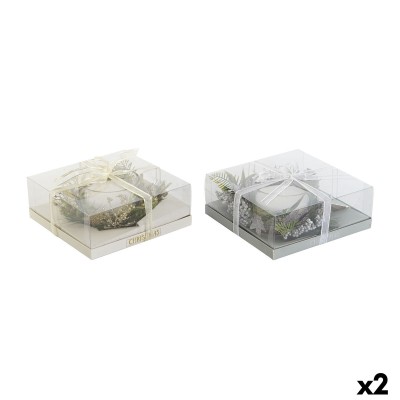 Candle DKD Home Decor Golden Silver Christmas 21,5 x 21,5 x 8,5 cm (2 Units)