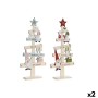 Christmas Tree DKD Home Decor Red Pink Wood 17,5 x 5 x 38 cm (2 Units)