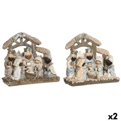 Christmas nativity set DKD Home Decor Blue White Brown Resin 20 x 7 x 17,5 cm (2 Units)