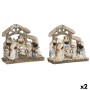 Christmas nativity set DKD Home Decor Blue White Brown Resin 20 x 7 x 17,5 cm (2 Units)