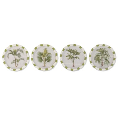Painting Home ESPRIT White Green Palms Tropical 30 x 2 x 30 cm (4 Units)