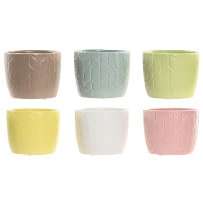 Cache-pot Home ESPRIT Jaune Bleu Blanc Rose Dolomite 12 x 12 x 10 cm (6 Unités)