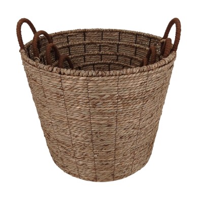 Panier décoratif Home ESPRIT Brun foncé Marron Clair Métal Corde Fibre (4 Pièces)