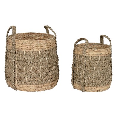 Decorative basket Home ESPRIT Natural Seagrass Natural Fibre Tropical (2 Pieces)