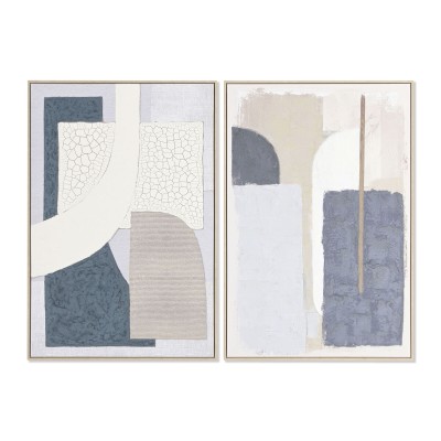 Toile Home ESPRIT Bleu Gris Abstrait Urbaine (2 Unités)