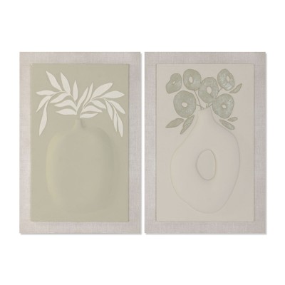 Cadre Home ESPRIT Vert Beige Vase Scandinave 80 x 3 x 120 cm 80 X 10 X 120 CM (2 Unités)